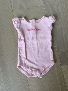 Gymboree Pink Ruffle Sleeve 'little sister' Bodysuit
